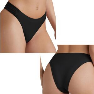 Halara Black Super Cheeky Side Ruched Bikini Swim Bottom Size Medium